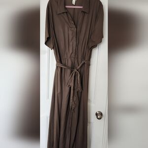 H&M Army Green Button Front Dress